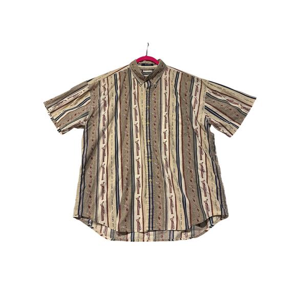 Chaps Ralph Lauren Mens Large Golf Theme Short Sleeve Button Down Cotton Shirt - Picture 1 of 6